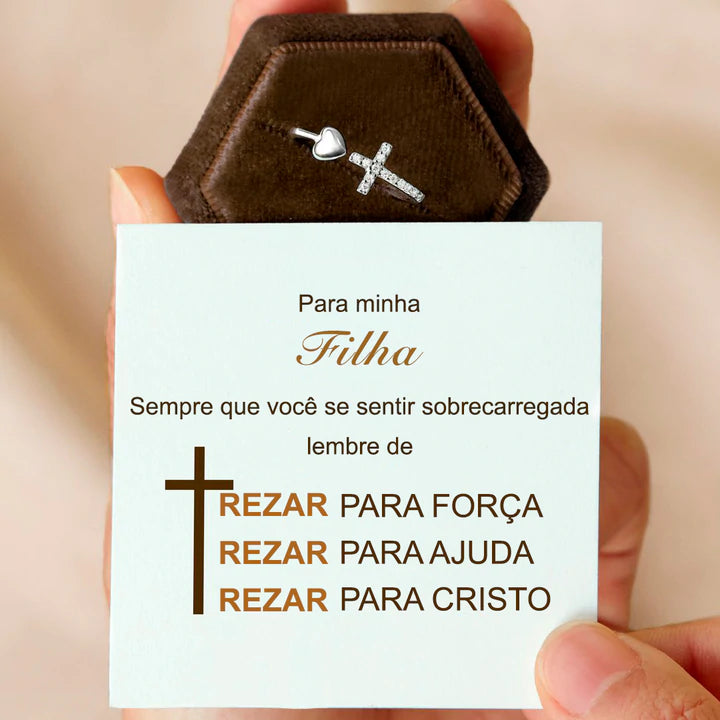 PARA MINHA FILHA - ANEL CRUZ E CORAÇÃO - loja dália