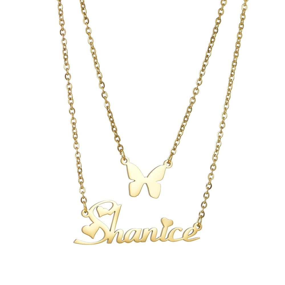 COLAR DUPLO PERSONALIZADO - BORBOLETA